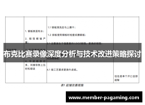 布克比赛录像深度分析与技术改进策略探讨