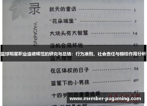篮球明星职业道德规范的研究与总结：行为准则、社会责任与榜样作用分析